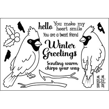 Winter Birds Clear Stamp Set of 14